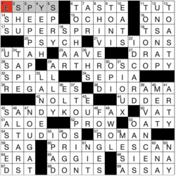 Answer grid for Los Angeles Times 1/12/26 crossword by Patti Varol